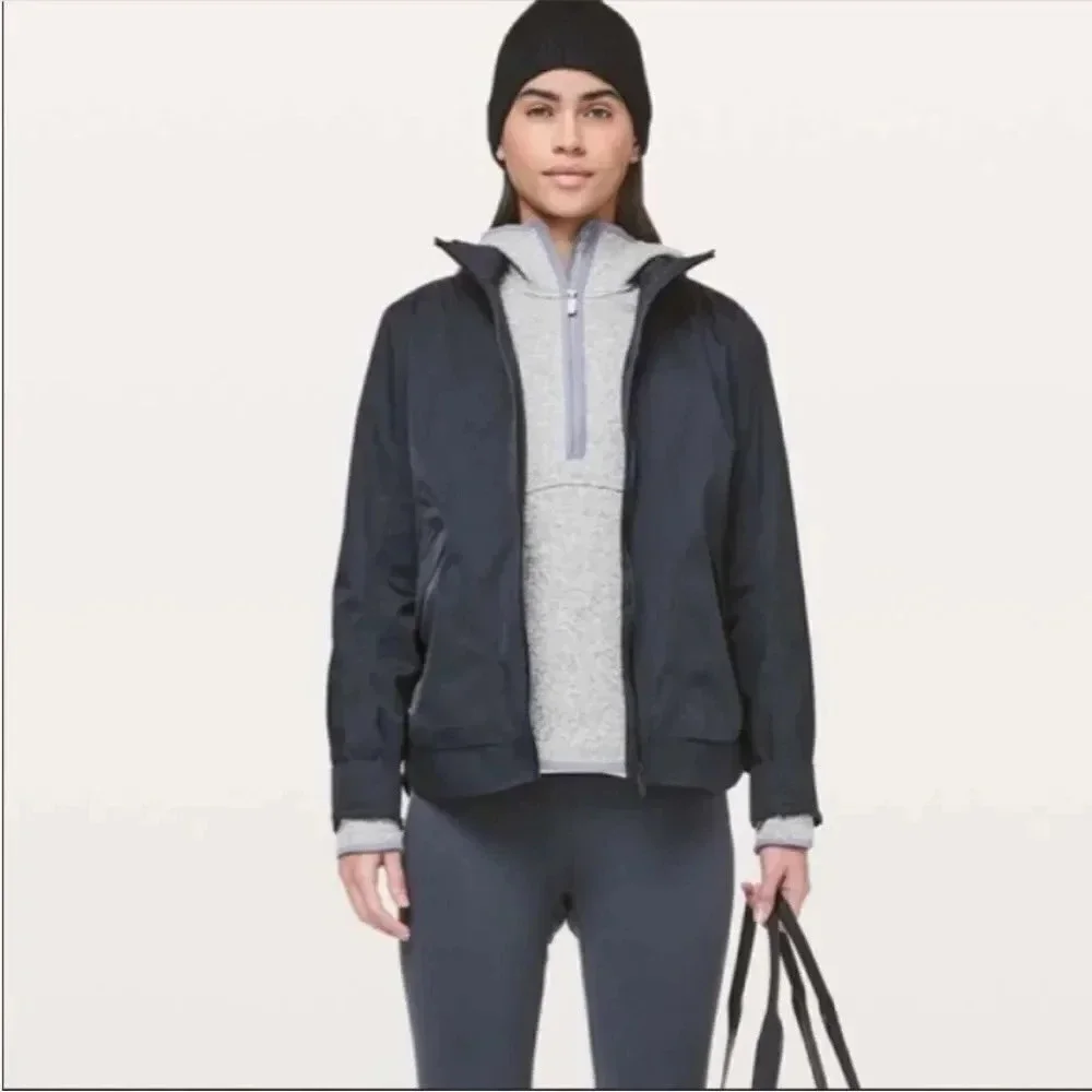 Lululemon Fleece and Thank You Hooded Knit 1/4 Zip Pullover size 6 athleisure